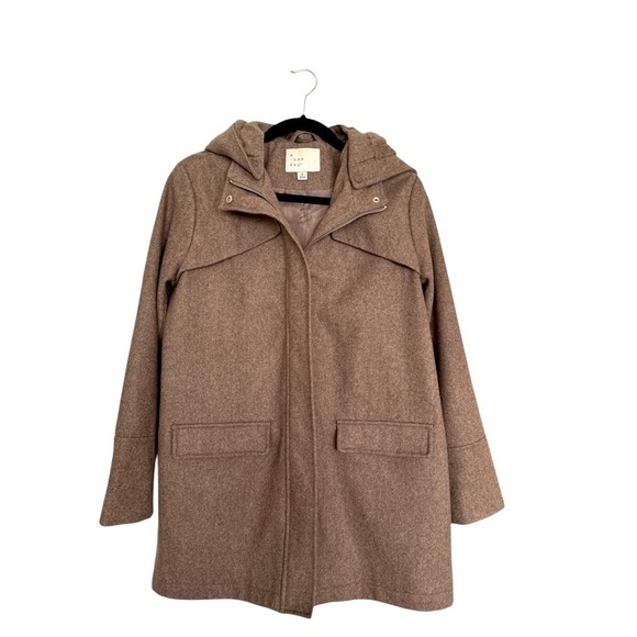 Target A New Day Wool Blend Winter Coat Jacket Taupe Removable Hood Size Medium - Picture 2 of 7